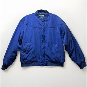 Vintage 90s Bomber Jacket Mens Large Blue Wear‎ Me Out Zip Up